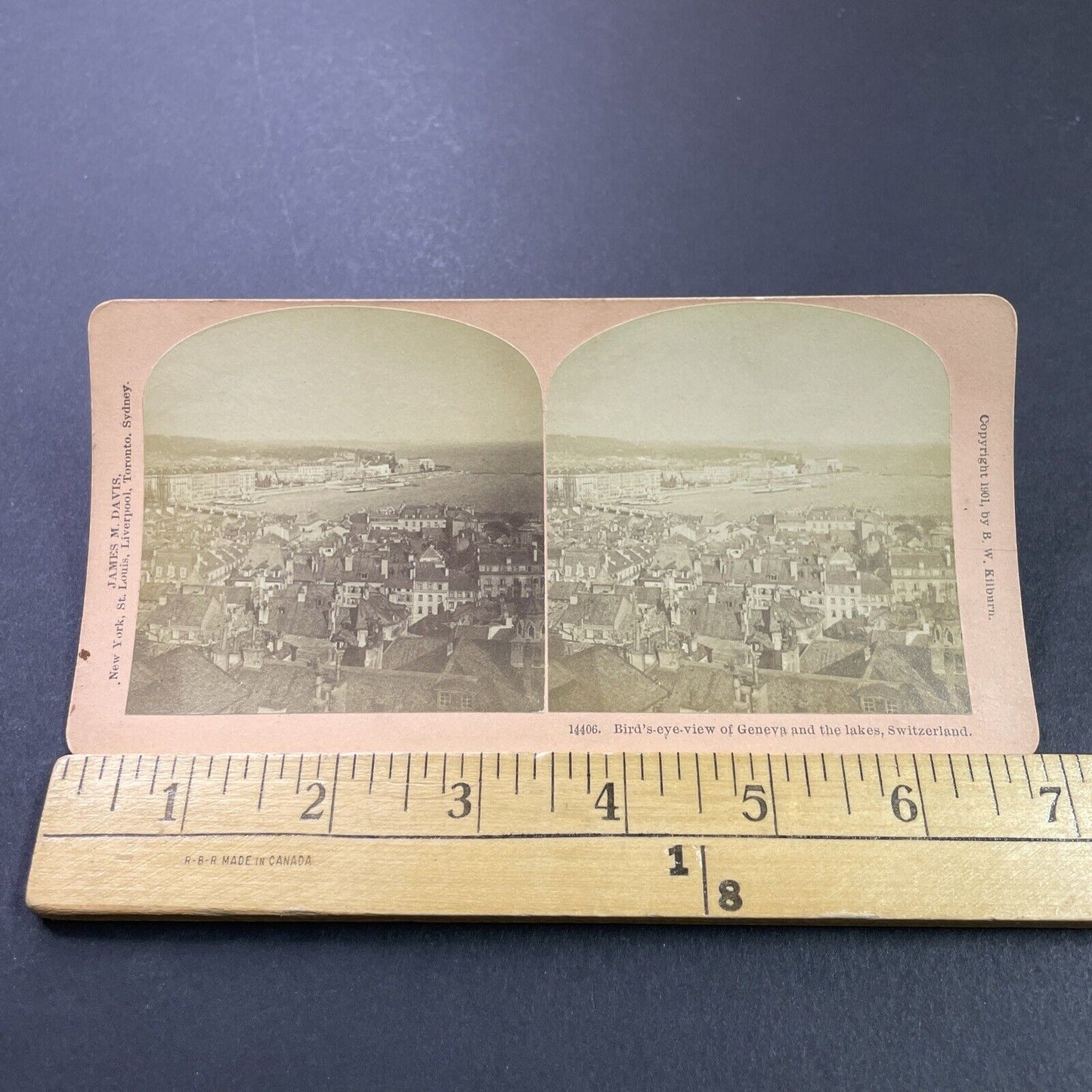 Antique 1901 Geneva Switzerland City View Stereoview Photo Card P3934