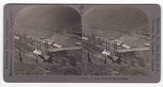 Antique 1910s Crowsnest Pass Selkiriks Alberta Coal Mining Mine Stereo Card P127