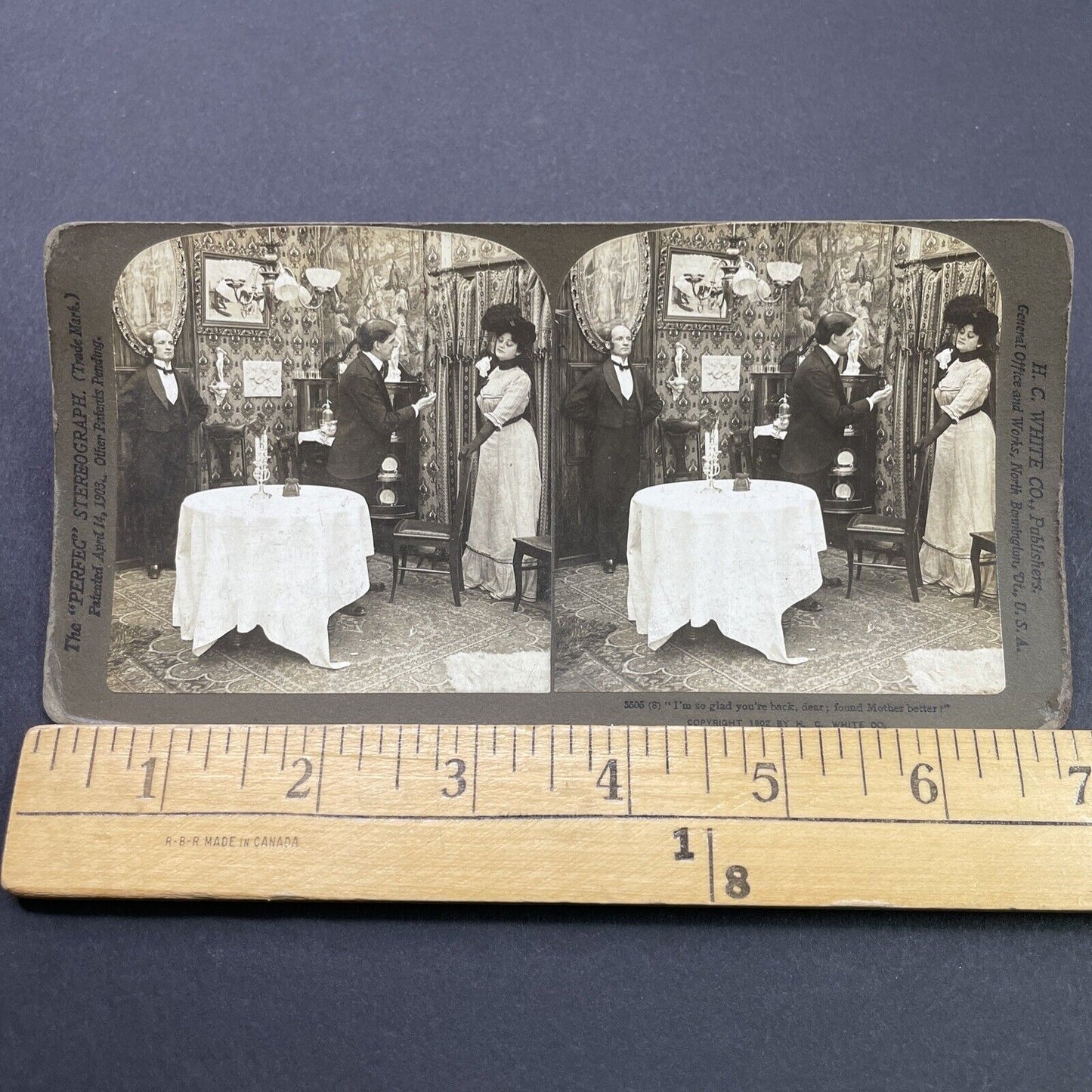 Antique 1902 Woman Returns Home To Husband Stereoview Photo Card P2697