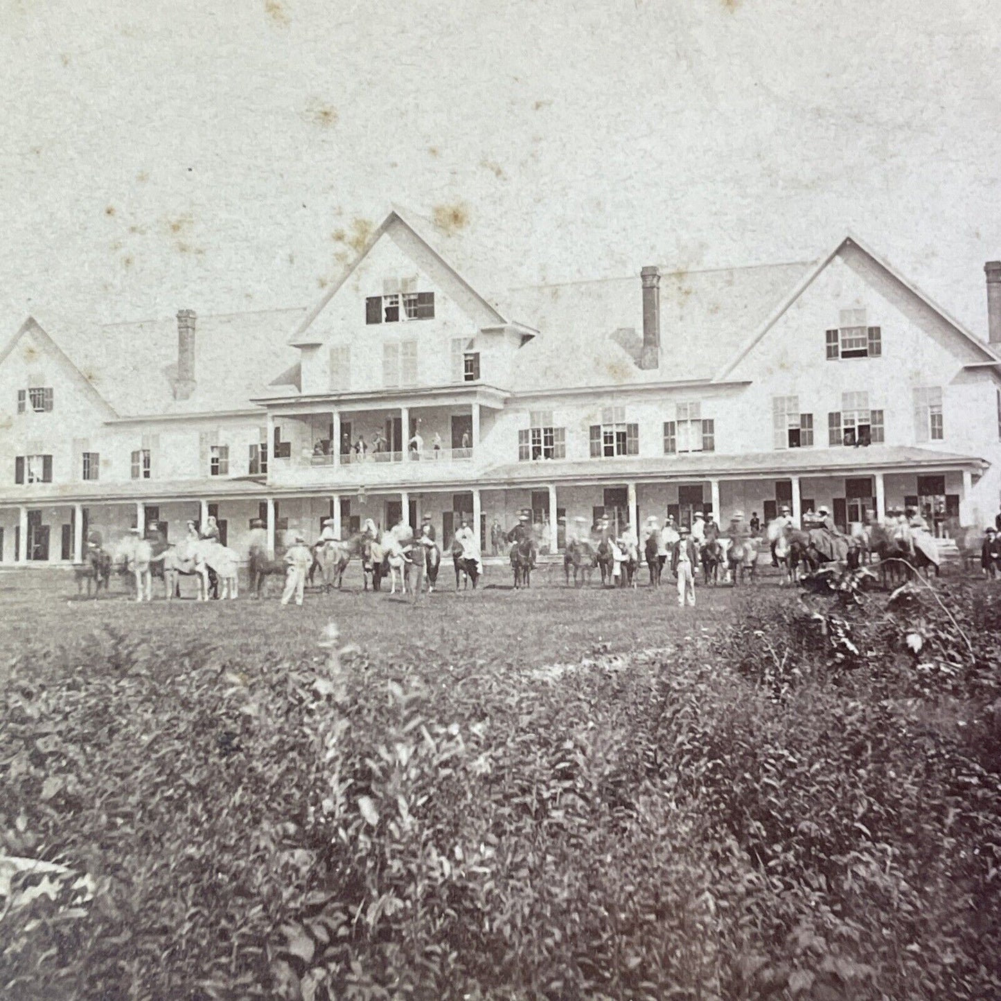 Big Party at the Crawford House Stereoview New Hampshire Antique c1870s Y938