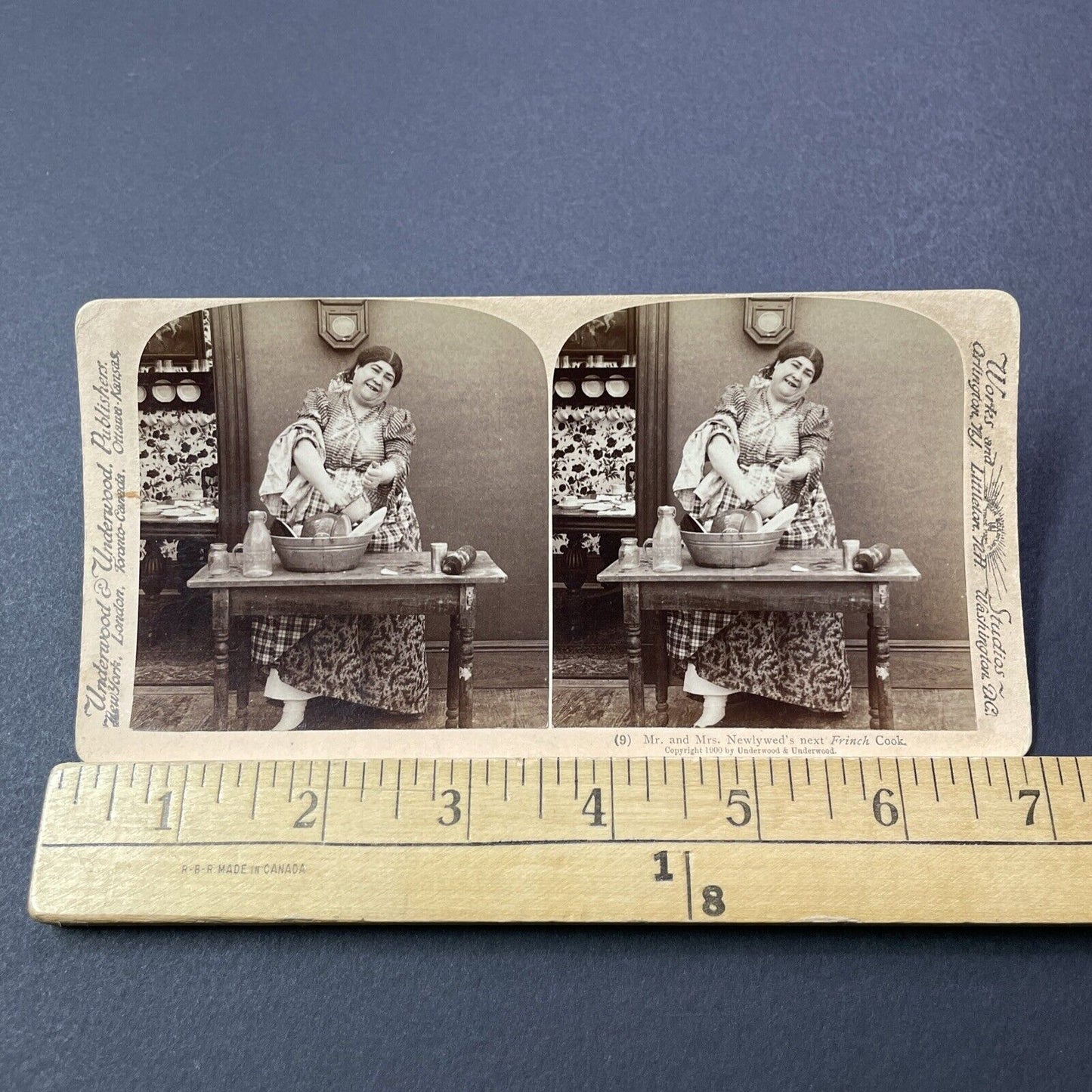 Antique 1900 Victorian Woman Washing Dishes Stereoview Photo Card V3245