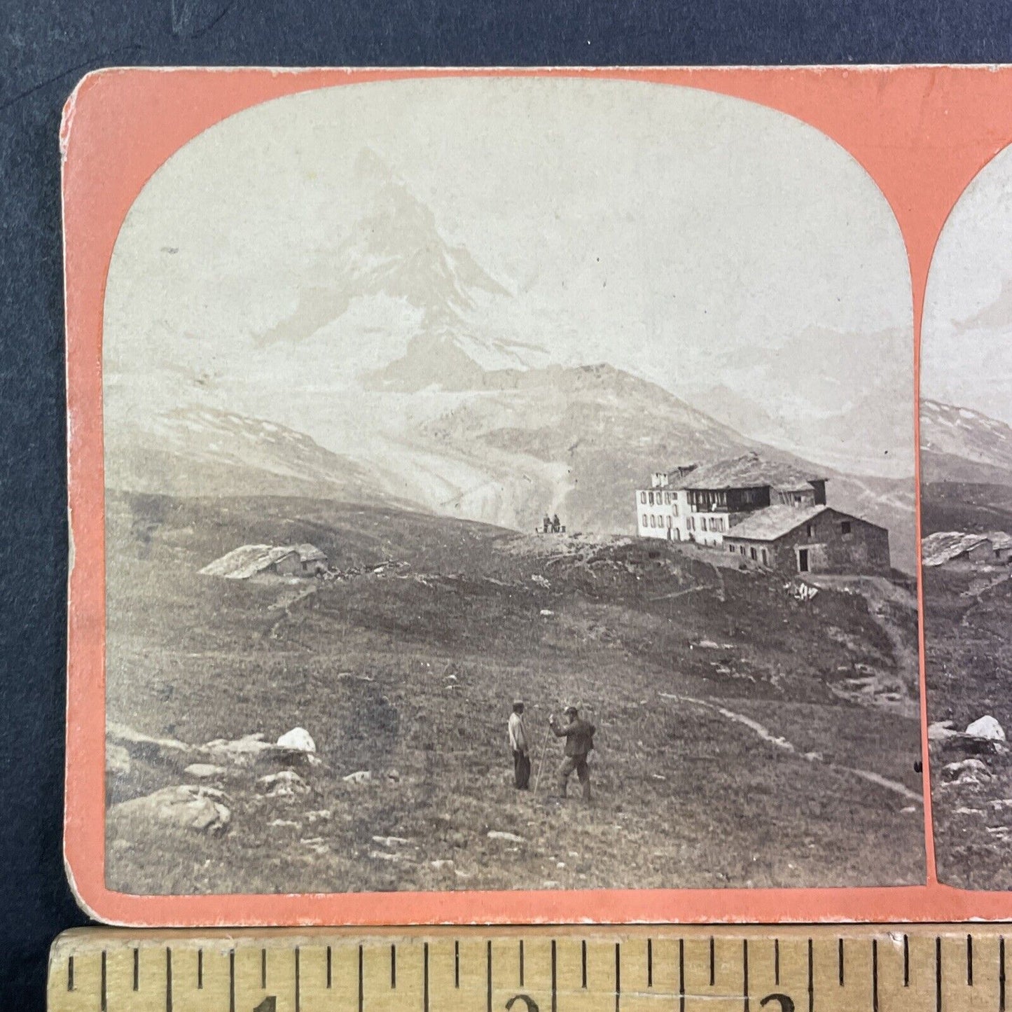 Hotel du Riffel Riffelhaus Switzerland Stereoview Mont Cervin Antique 1870 X3822