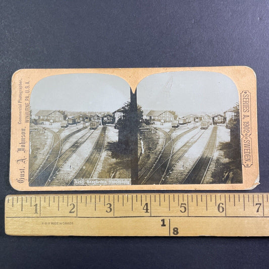 Vanersborg Train Station Depot Sweden Stereoview Gustav A. Johnson c1880 Y169