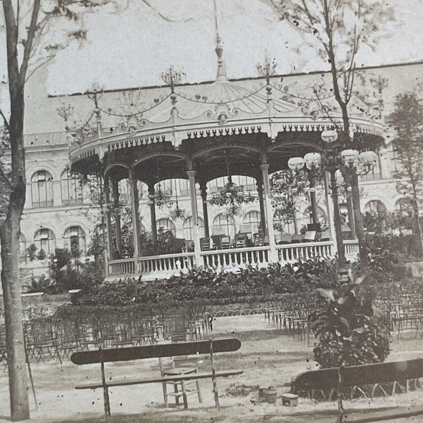 Grand Memorial Bandstand Stereoview Paris France Antique c1872 X1858