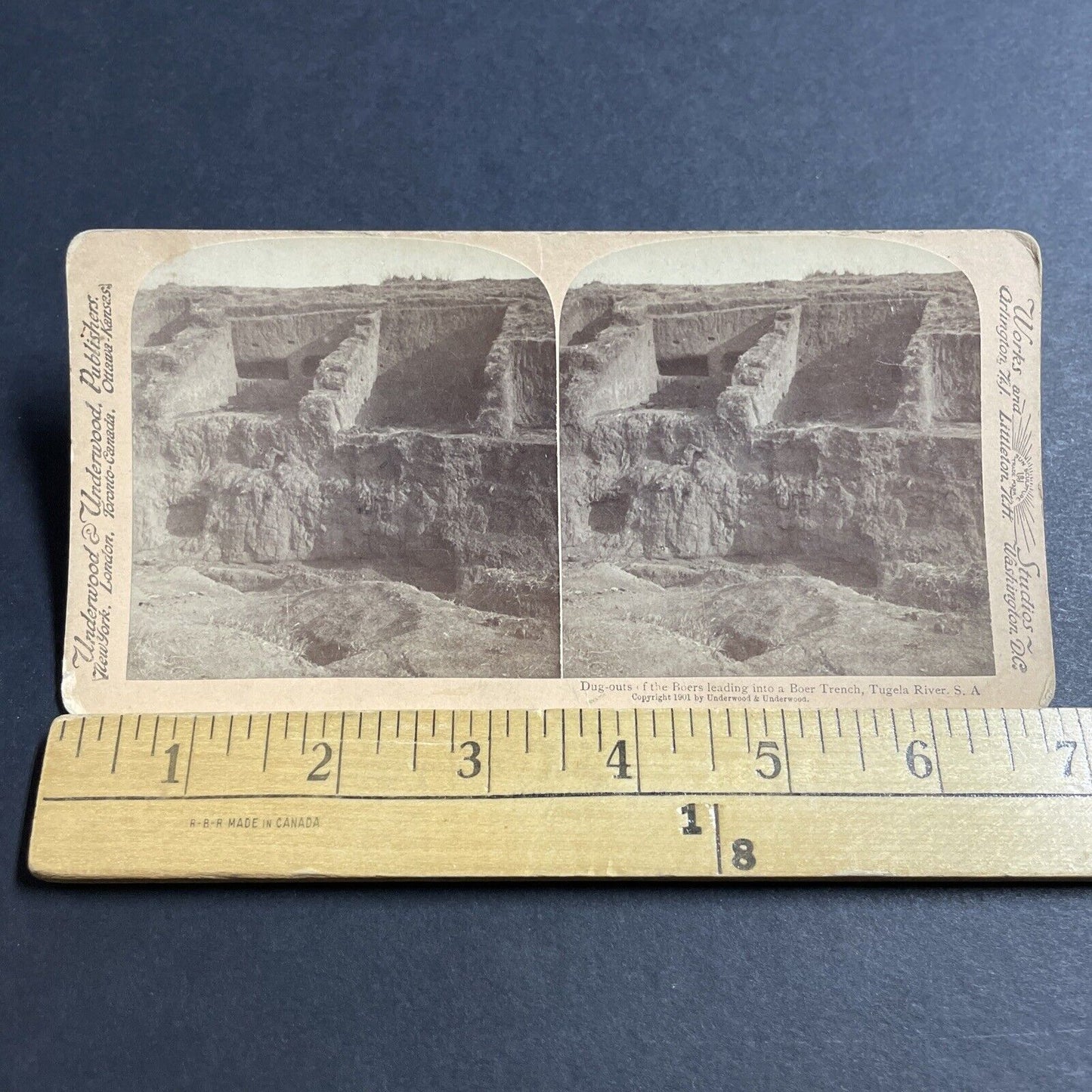 Antique 1901 Boer War Trenches Trenc Tugela River SA Stereoview Photo Card 5540