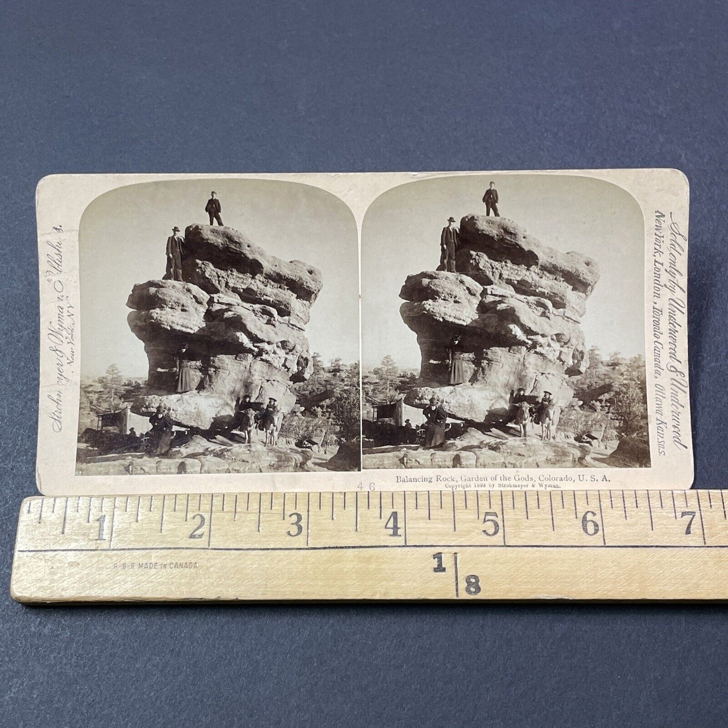 Antique 1898 Balancing Rock Garden Of The Gods CO Stereoview Photo Card V2150