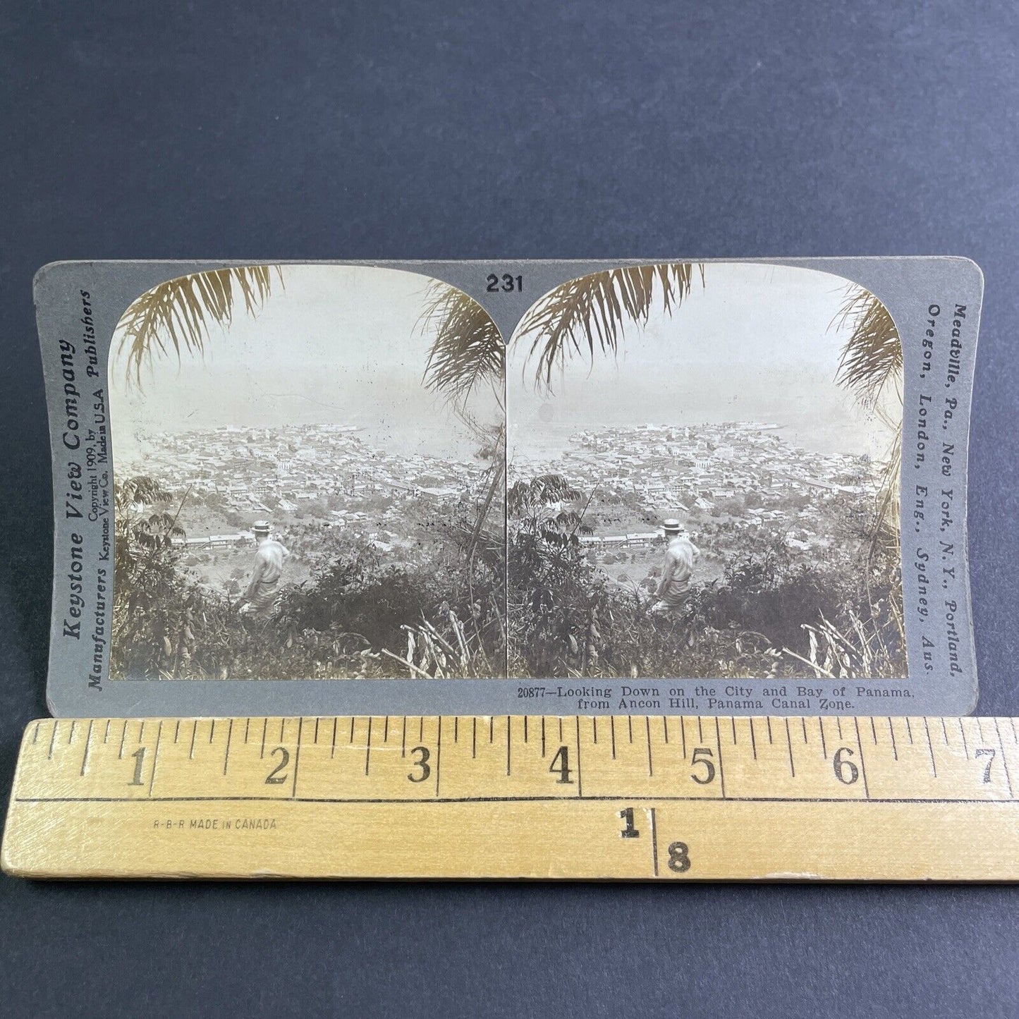 Antique 1909 Panama City Aerial View From Ancon Hill Stereoview Photo Card P2128