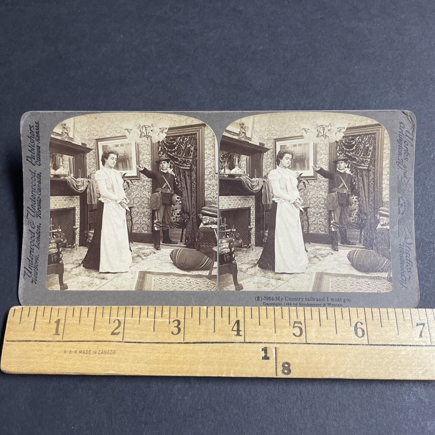 Antique 1899 US Soldier Says Goodbye To Wife Stereoview Photo Card P4800