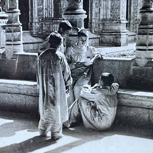 Antique 1910s Catholic Monk Boys Lisbon Portugal Stereoview Photo Card P2800