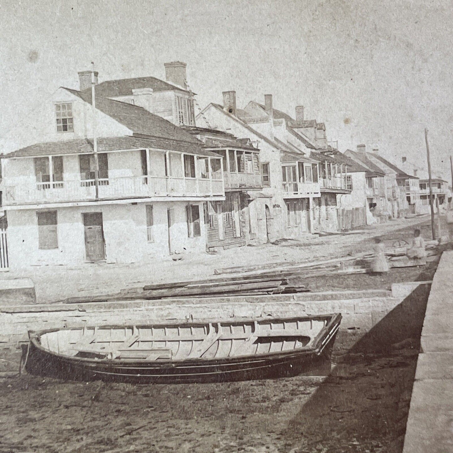 Marine Street Houses Stereoview St. Augustine Florida Adin F. Styles c1870 X3730