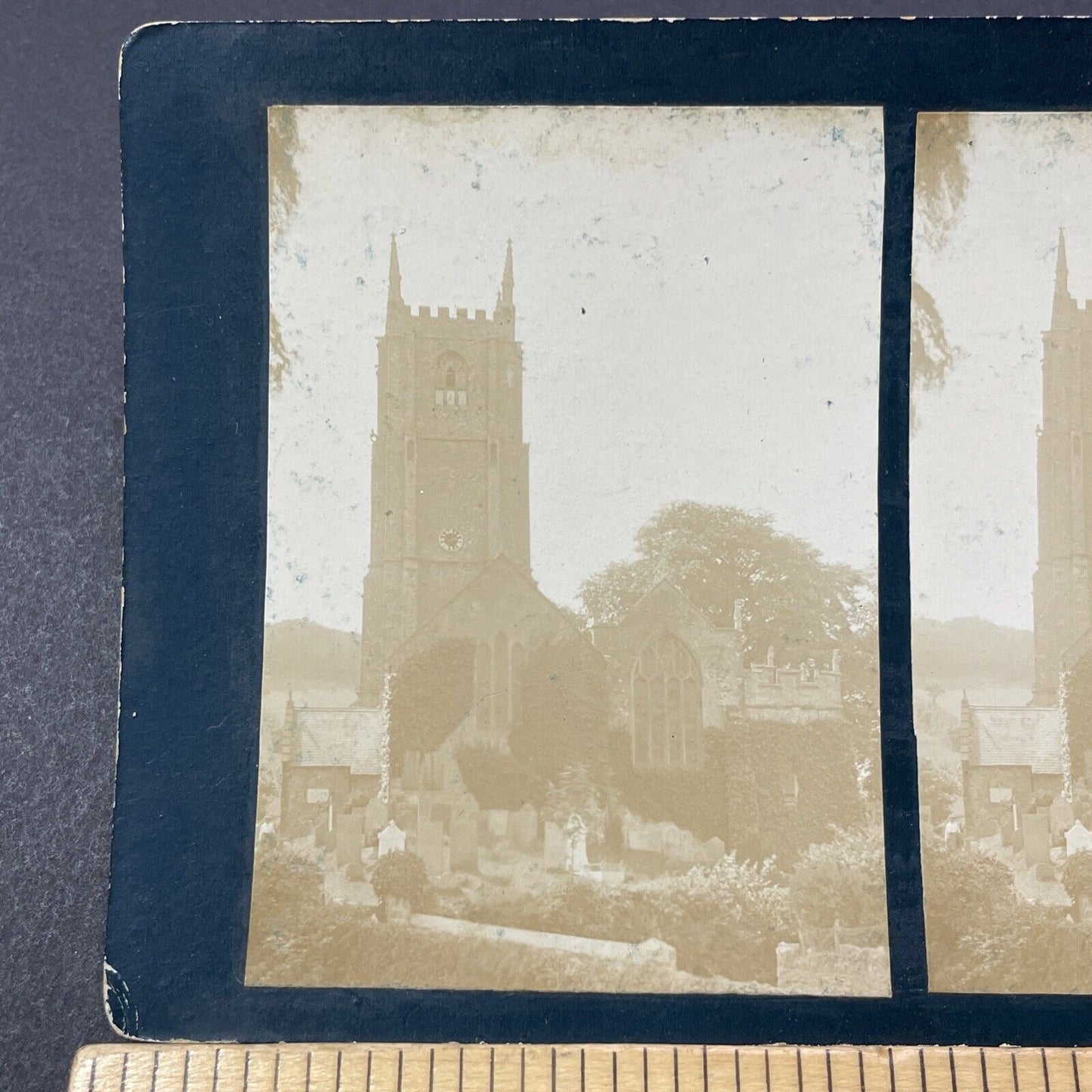 Antique 1910 The Church of St Peter North Devon UK Stereoview Photo Card V2198