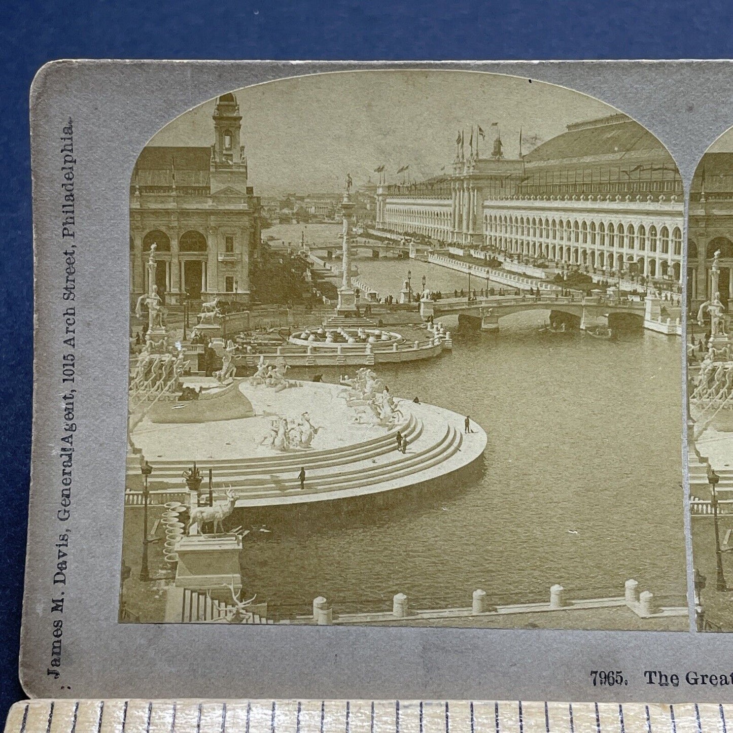 Antique 1893 The Chicago River Illinois Stereoview Photo Card P1893