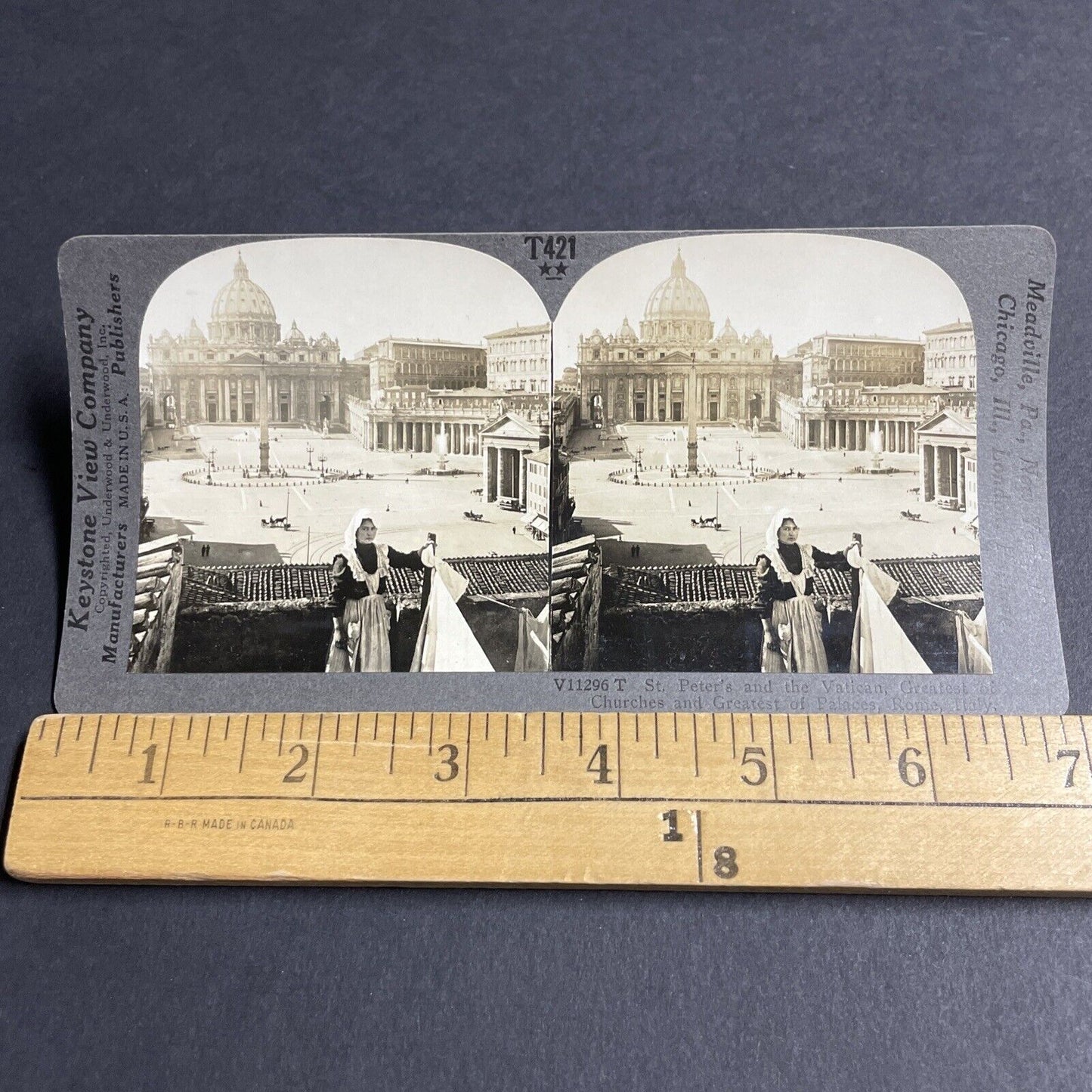 Antique 1910s Beautiful Servant Woman Rome Italy Stereoview Photo Card P4154