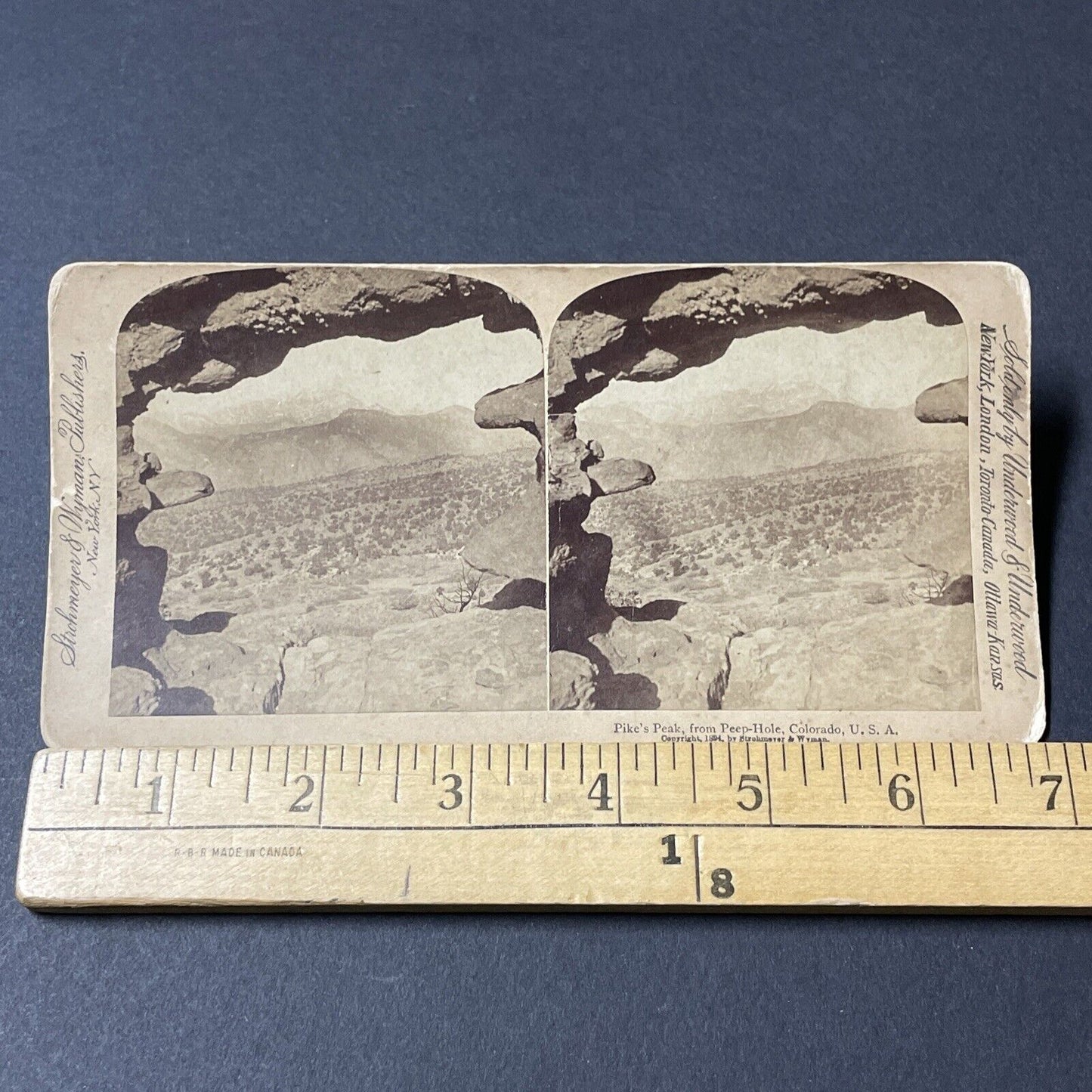 Antique 1894 Pikes Peak Rocky Mountains Colorado Stereoview Photo Card V1815