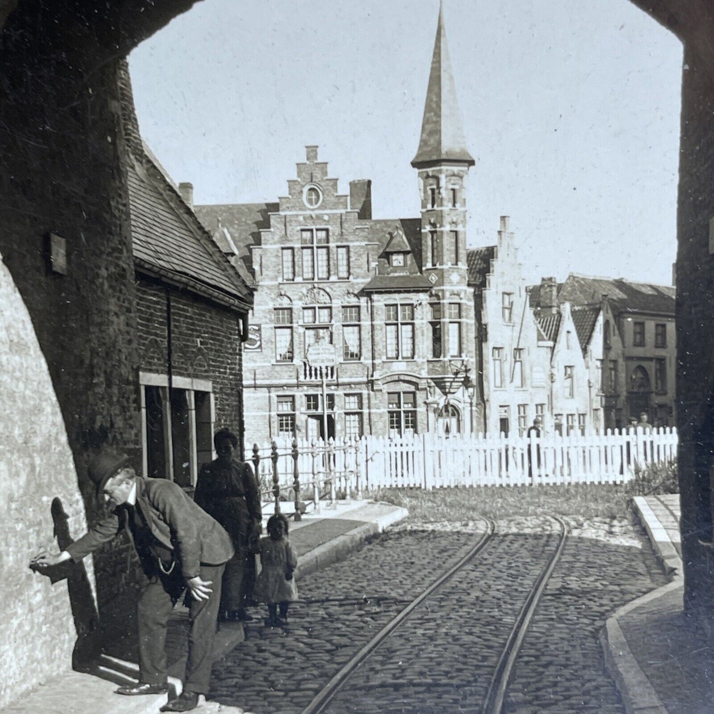 Antique 1920s Old City Of Bruges Belgium Stereoview Photo Card P2036