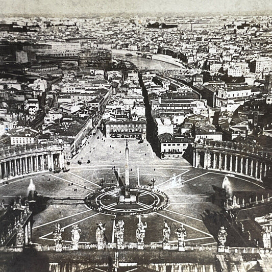 Antique 1901 The Center Of Rome Italy Stereoview Photo Card P1212