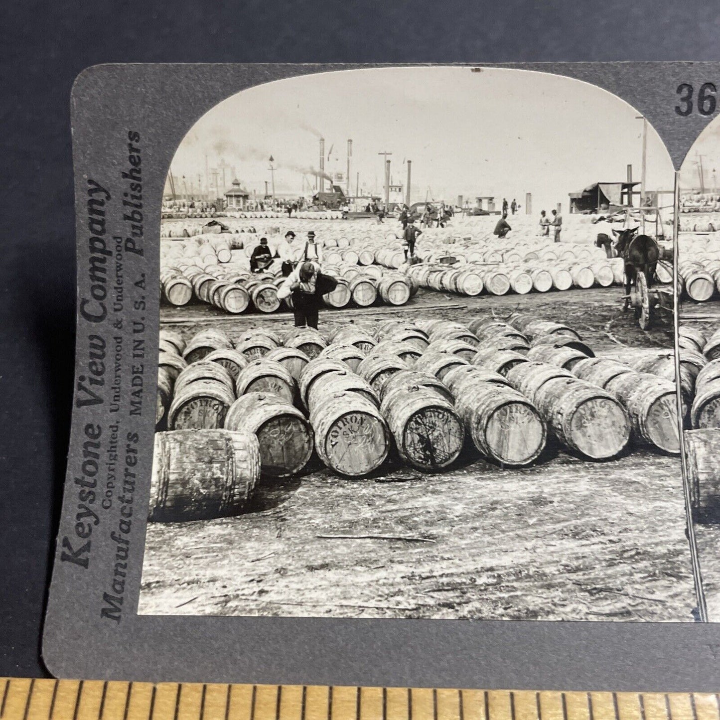 Antique 1910s Barrels Of Sugar & Rum New Orleans LA Stereoview Photo Card P5020