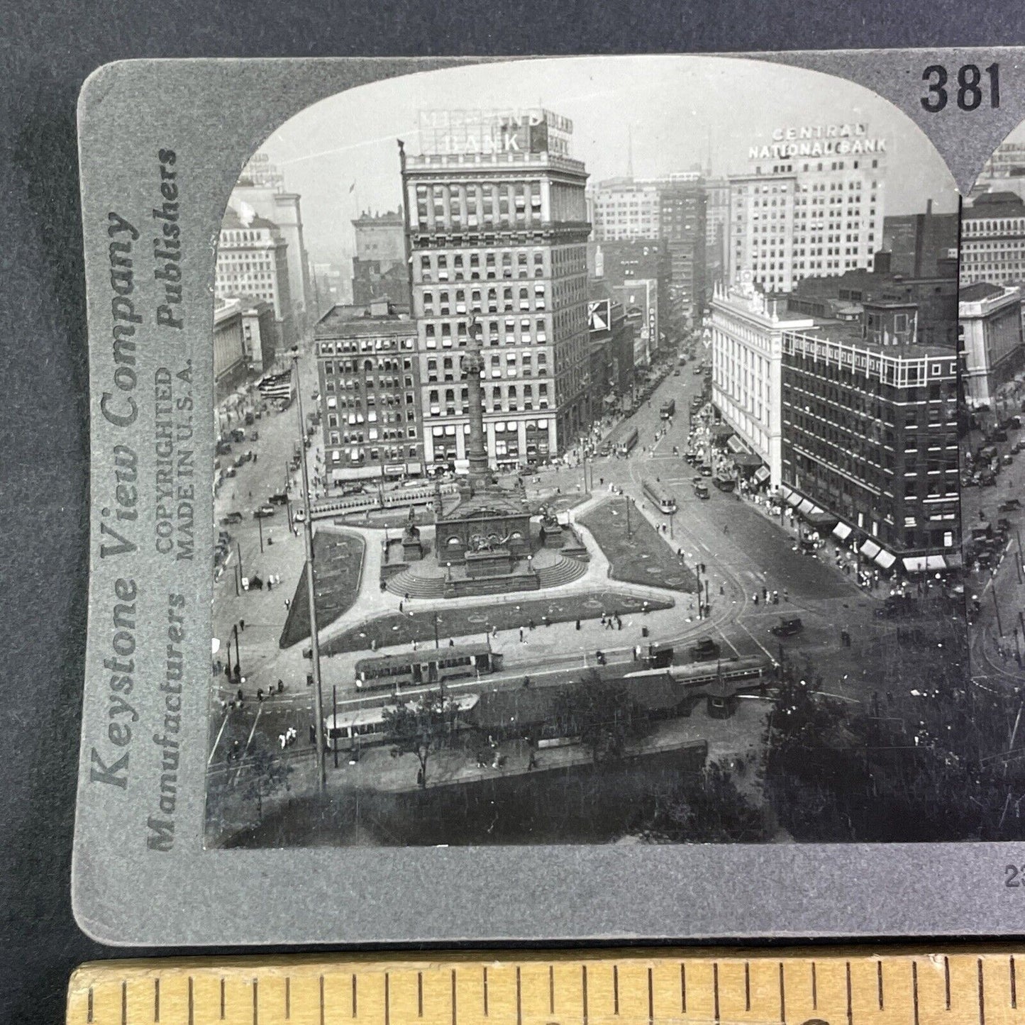 Euclid Avenue in Cleveland Ohio Stereoview Public Square Antique c1920s Y1146