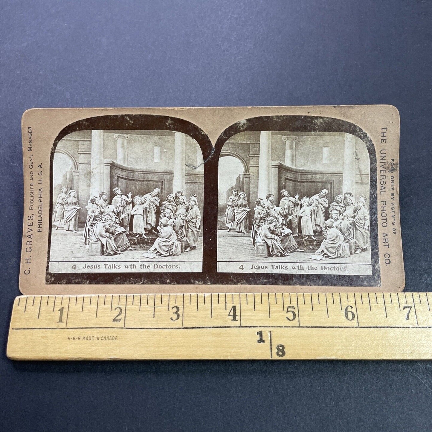 Antique 1880s Jesus Talking With The Doctors Stereoview Photo Card P3506