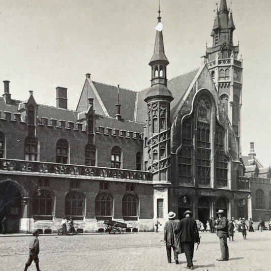 Antique 1920s Train Station In Bruges Belgium Stereoview Photo Card P3052