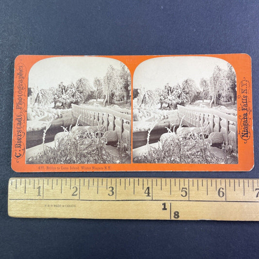 Frozen Bridge of Sighs Niagara Falls Stereoview Charles Bierstadt c1870s Y2217