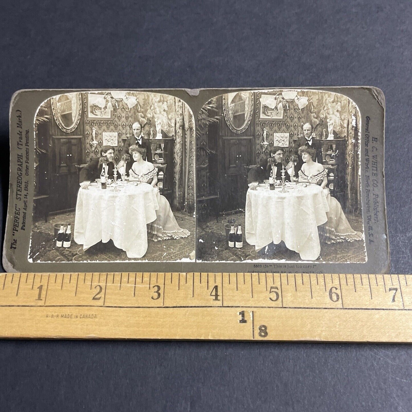 Antique 1902 Drunk Woman Moet & Chandon Champagne Stereoview Photo Card P4635