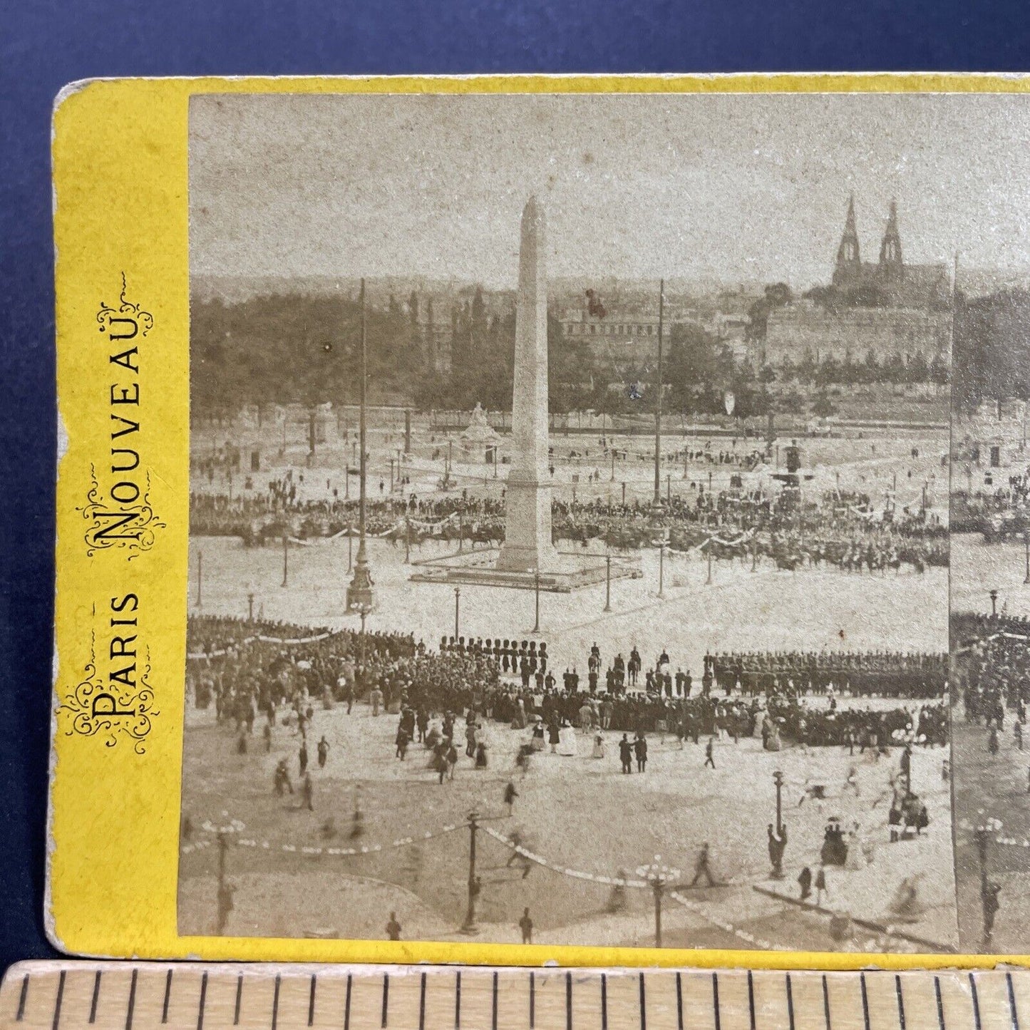 Antique 1870s Luxor Obelisk Paris France Cleoptra Stereoview Photo Card P4132