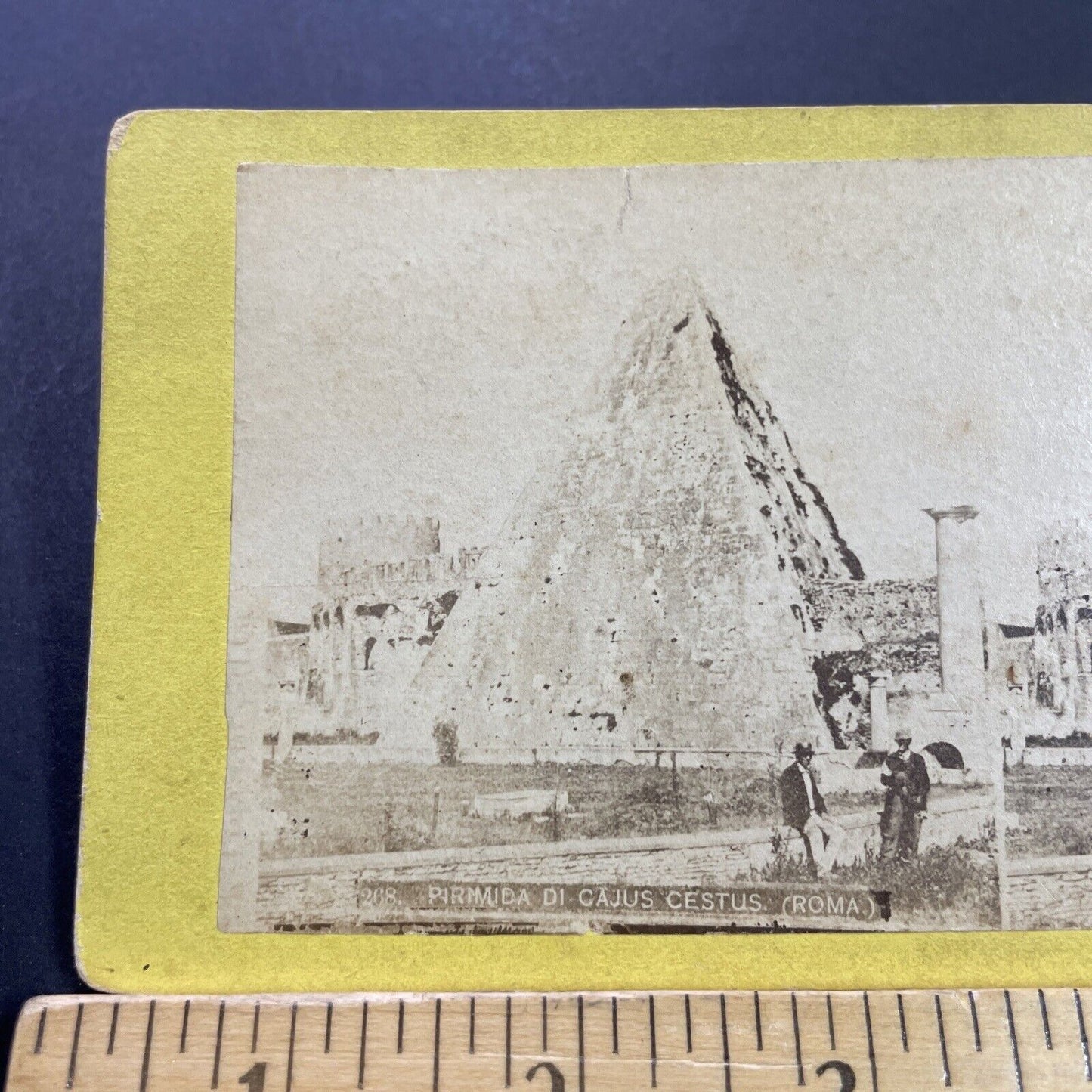 Antique 1870s Unexcavated Pyramid Of Cestius Rome Stereoview Photo Card P4129