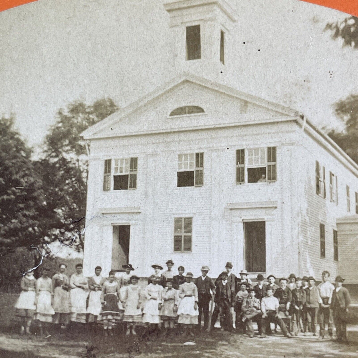 Boys and Girls Seminary New Hampshire or Vermont Stereoview Antique c1860s Y2558