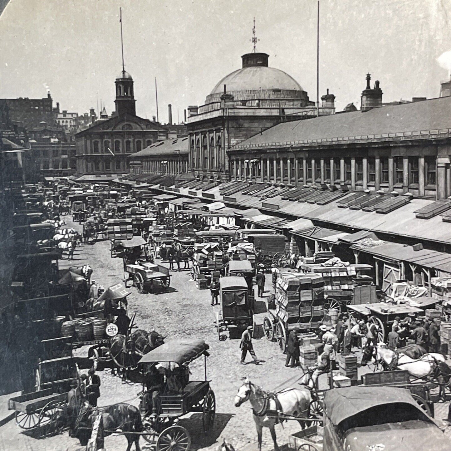 Faneuil Hall Boston Massachusetts Stereoview Quincy Market Antique c1903 Y521