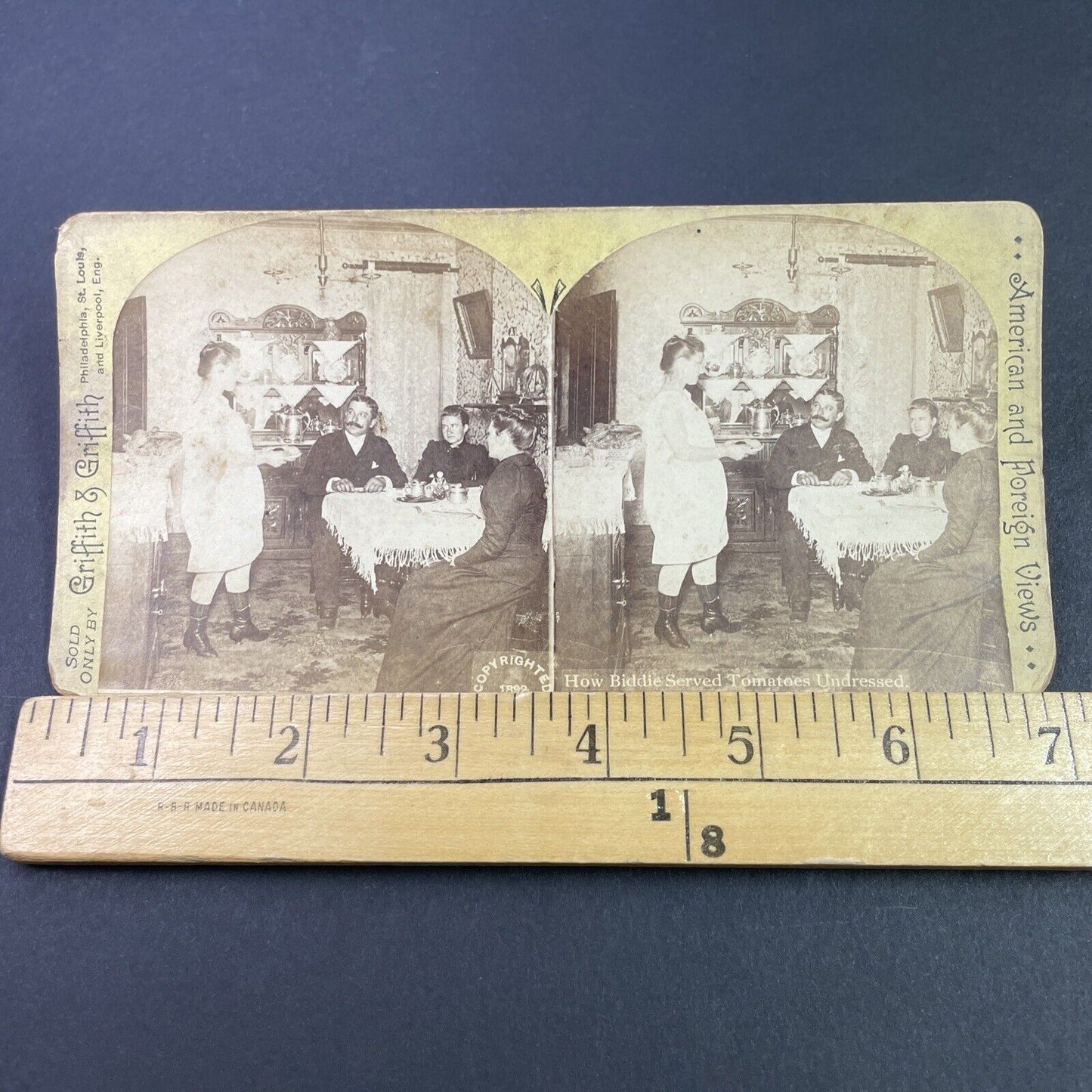 Antique 1892 Woman Serves Dinner In Her Underwear Stereoview Photo Card P3339