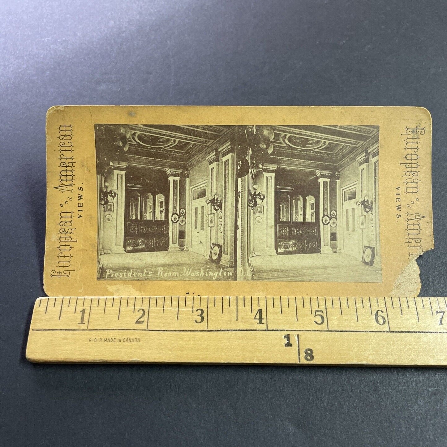 Antique 1870s Presidential Room The White House DC Stereoview Photo Card P4028