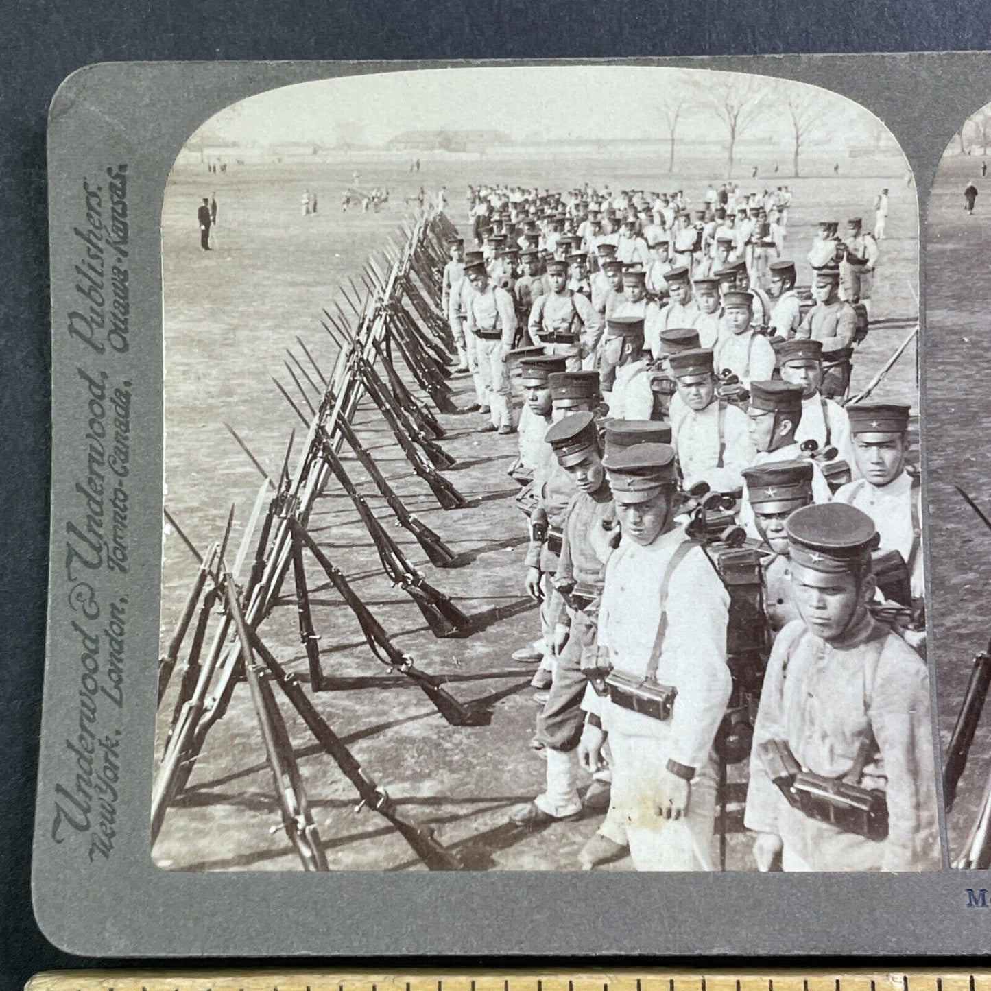 Japanese Soldiers Mobilized Stereoview Russo-Sino War Antique c1904 X4069