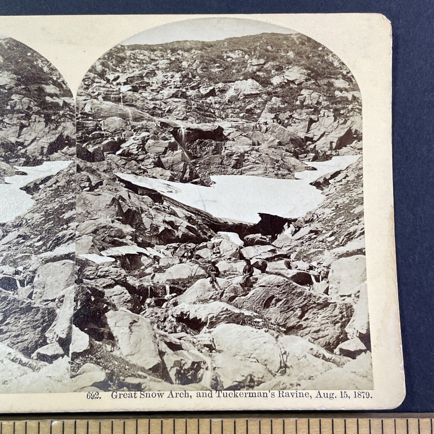 Last of Tuckerman Ravine Glacier Snow Arch Stereoview Antique c1879 Y2163