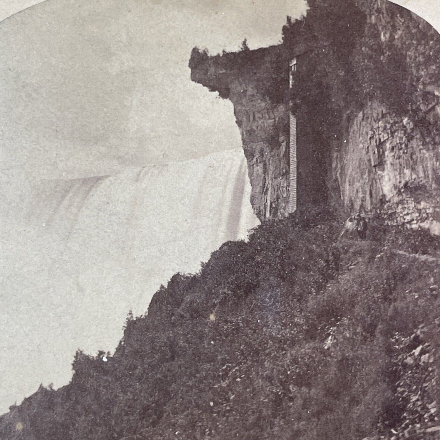 Table Rock Before the Collapse Stereoview Niagara Falls Antique c1850s Y2839