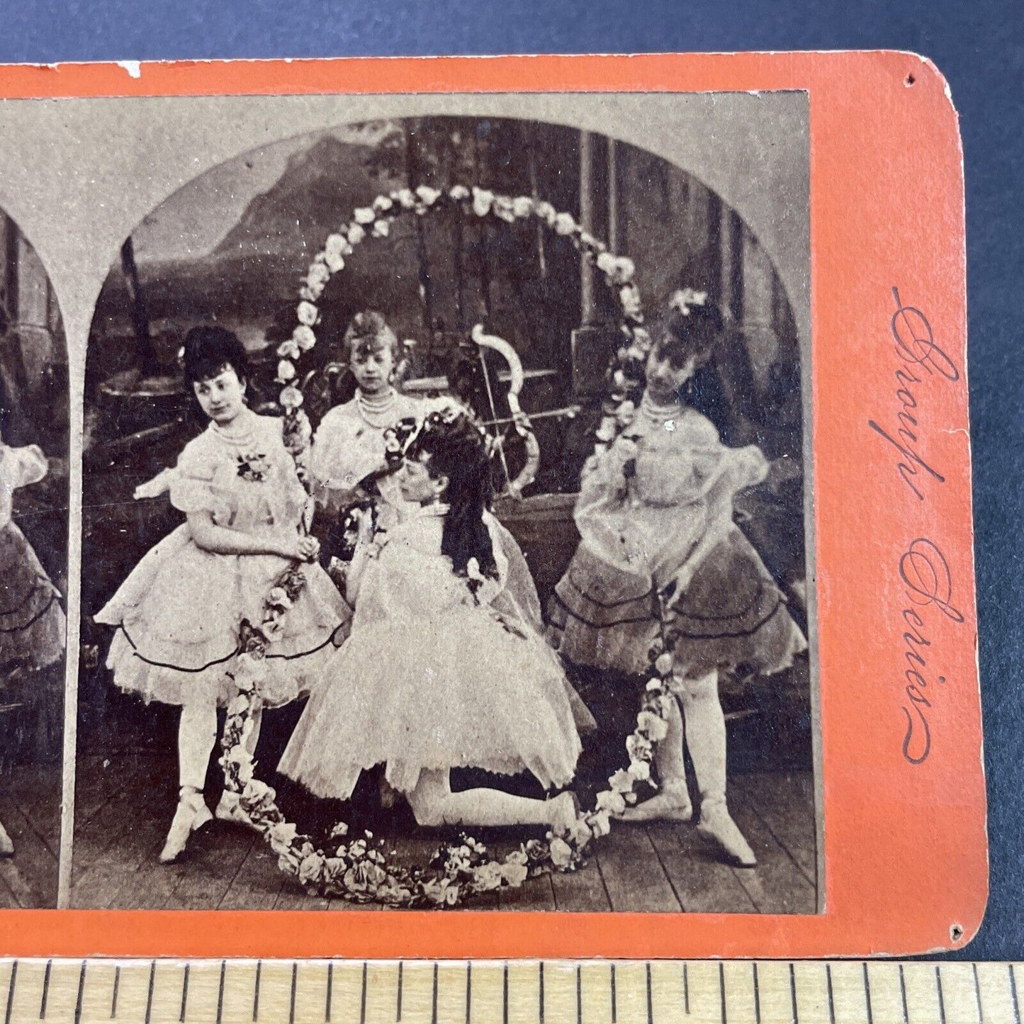 Antique 1860s Hazard Ballet School Of Dance Stereoview Photo Card P4105