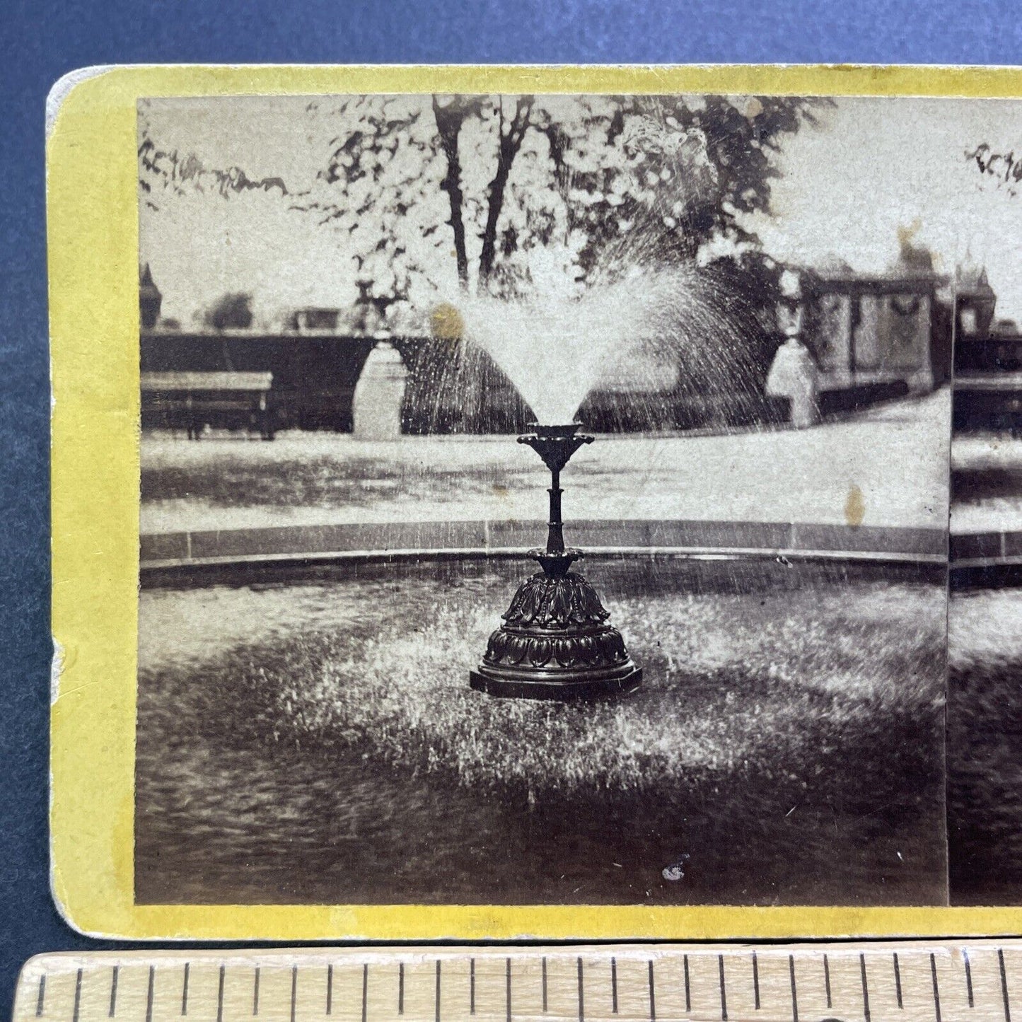 Antique 1863 Central Park Manhattan New York City Stereoview Photo Card V3420