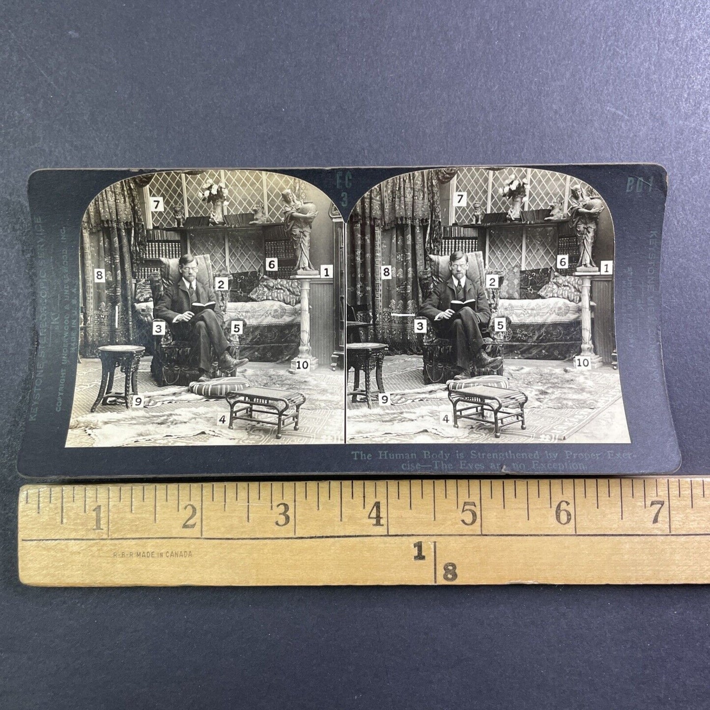 Optometrist Medical Eye Strength Training Stereoview Antique c1920s X1645