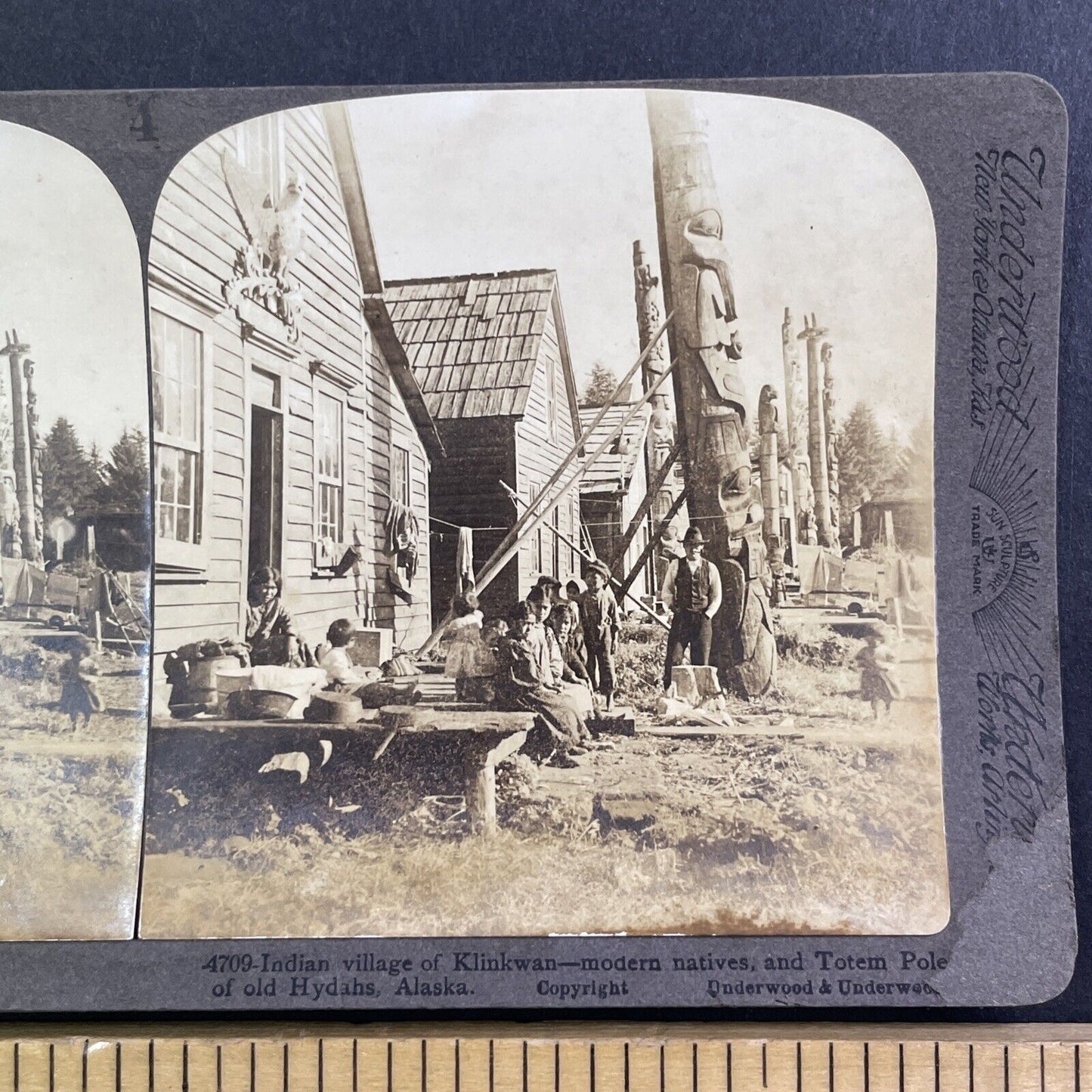 Klinkwan Native American Indian Village Stereoview Alaska Antique c1902 Y438