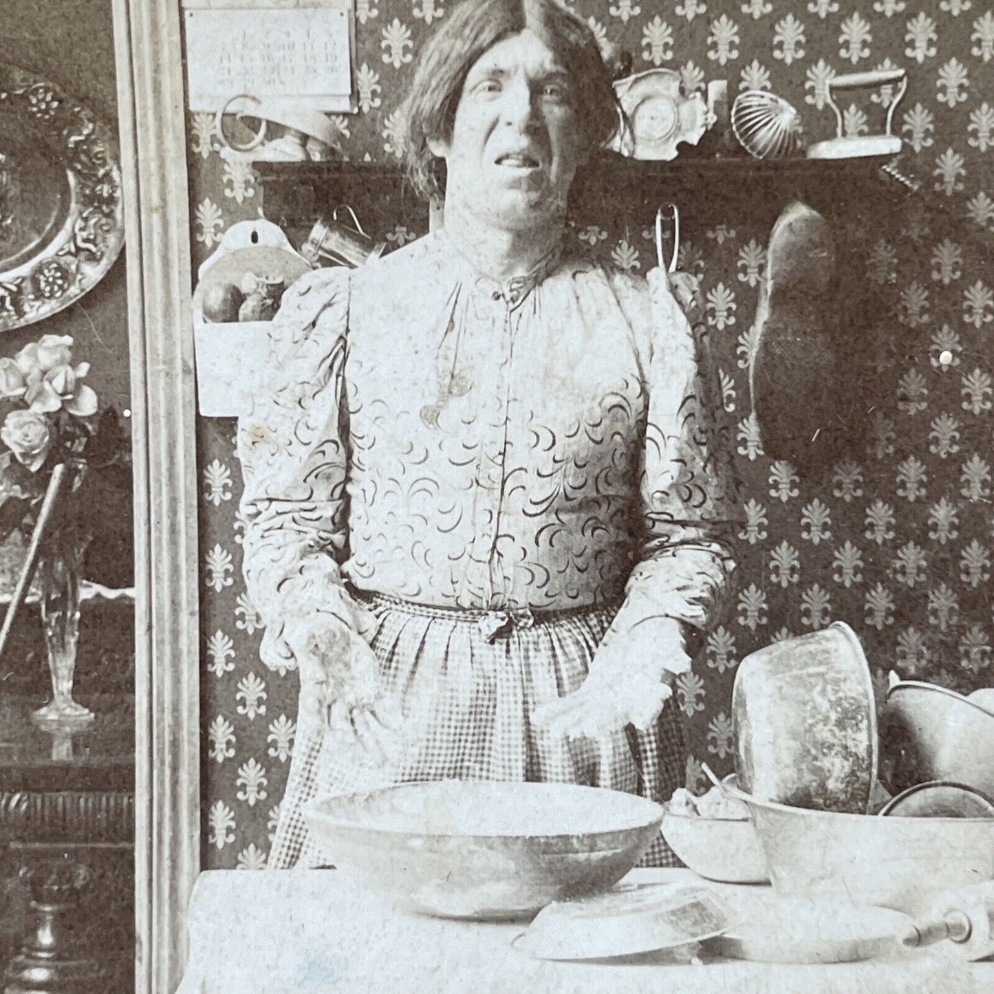 Antique 1902 Man Dresses As Woman French Cook Stereoview Photo Card P2963