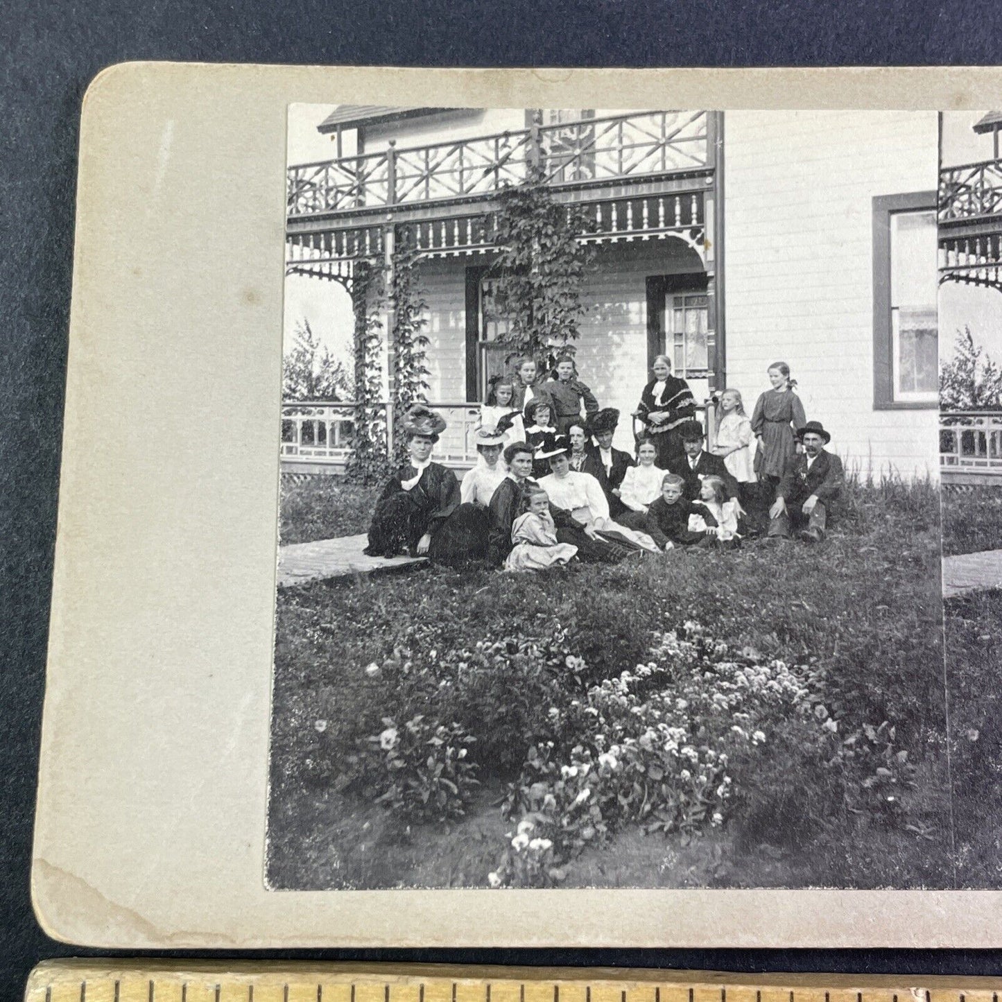 Lady Laura Borden Country House Photo Stereoview OOAK Antique c1908 Y2729