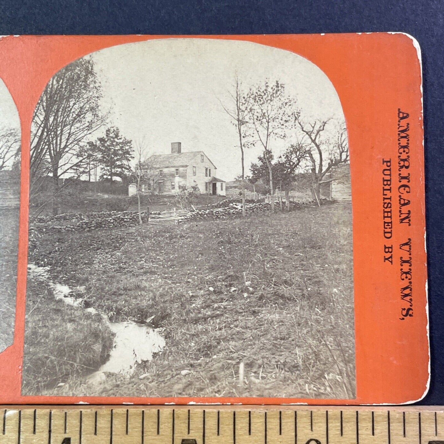 John Greenleaf Whittier Homestead Stereoview Haverhill MA Antique c1869 X940