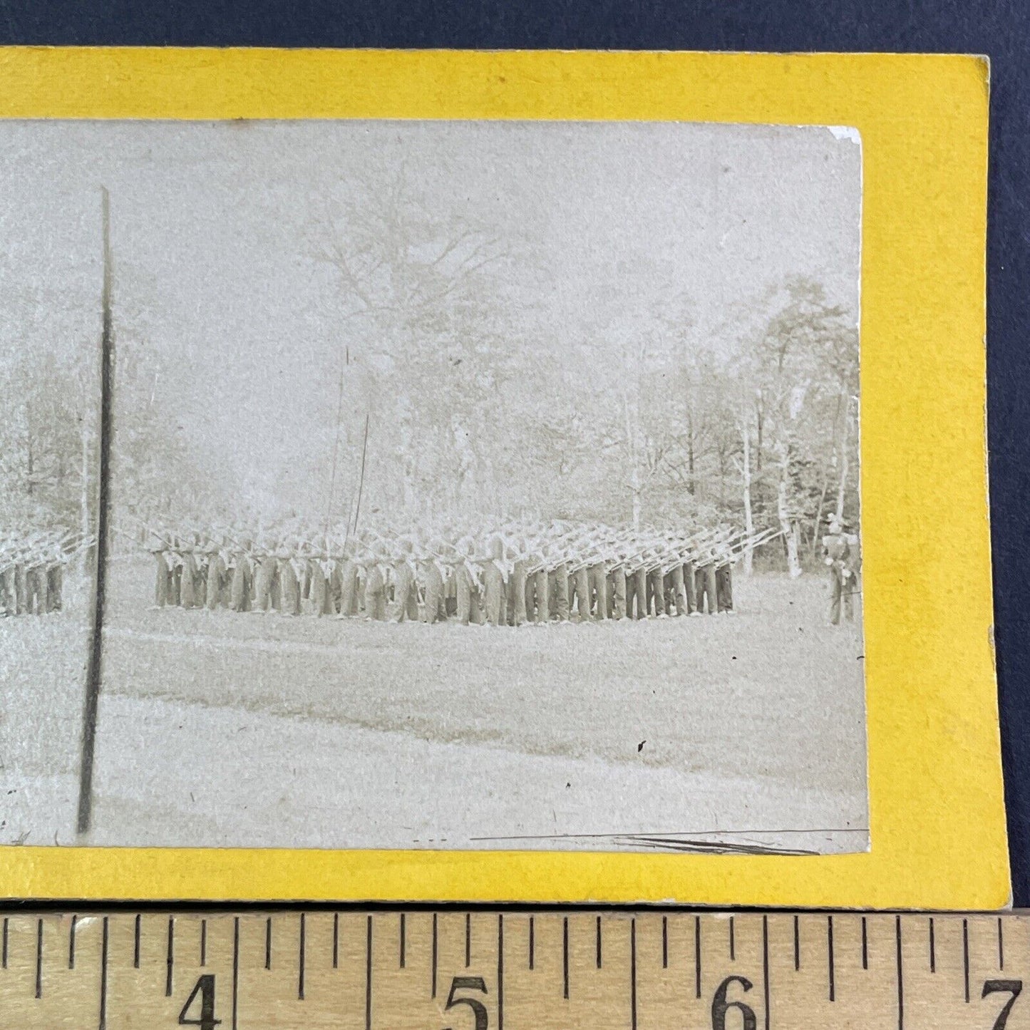 Civil War Union Army Infantry Square Formation Stereoview Antique c1865 X3564