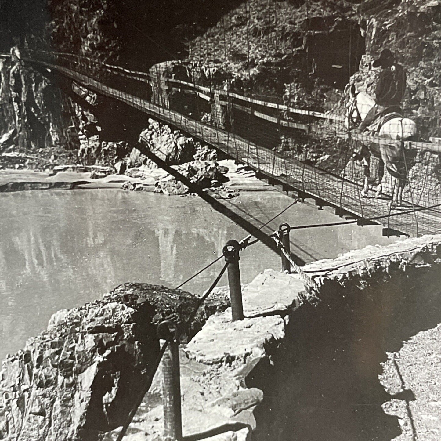 Antique 1910s Kaibab Suspension Bridge Colorado Stereoview Photo Card V2188