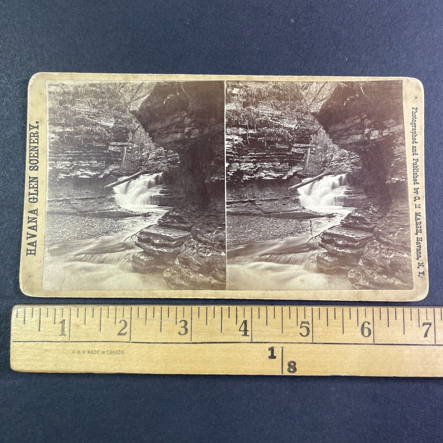 Cavern Glen Watkins Glen New York Stereoview C.M. Marsh Antique c1870s Y2485