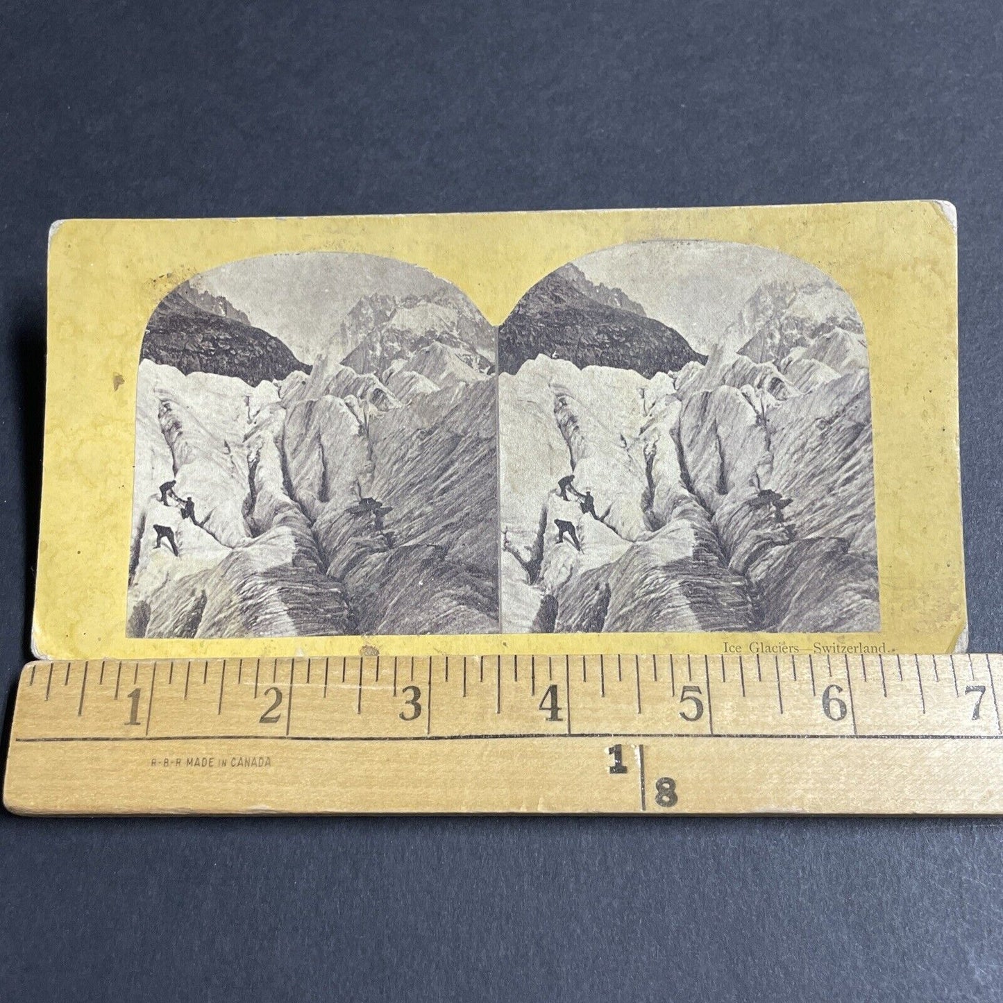 Antique 1870s Man Falls Into Glacier Ice Crevice Stereoview Photo Card P4146