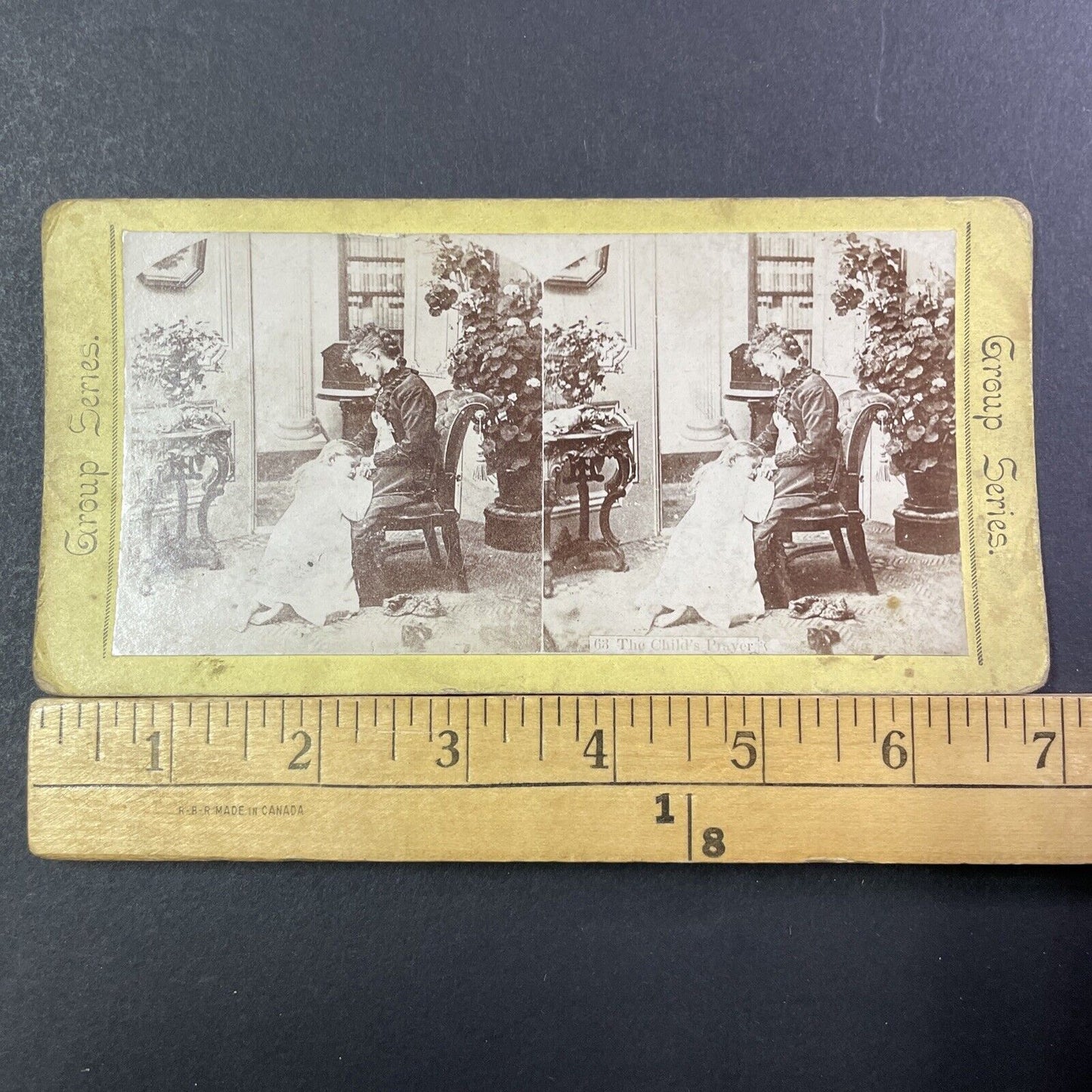 Mother And Child Christian Prayer Stereoview Photo Card Antique c1875 X1264