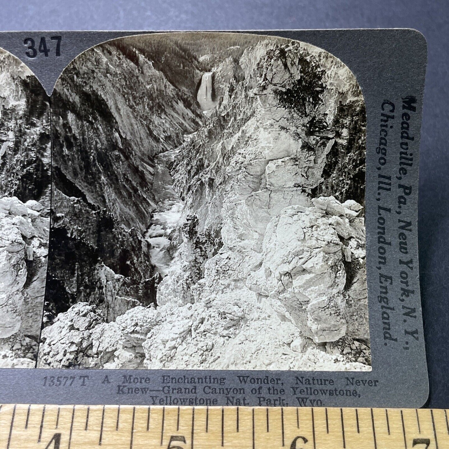 Antique 1910s Lower Falls Yellowstone National Park Stereoview Photo Card P3180