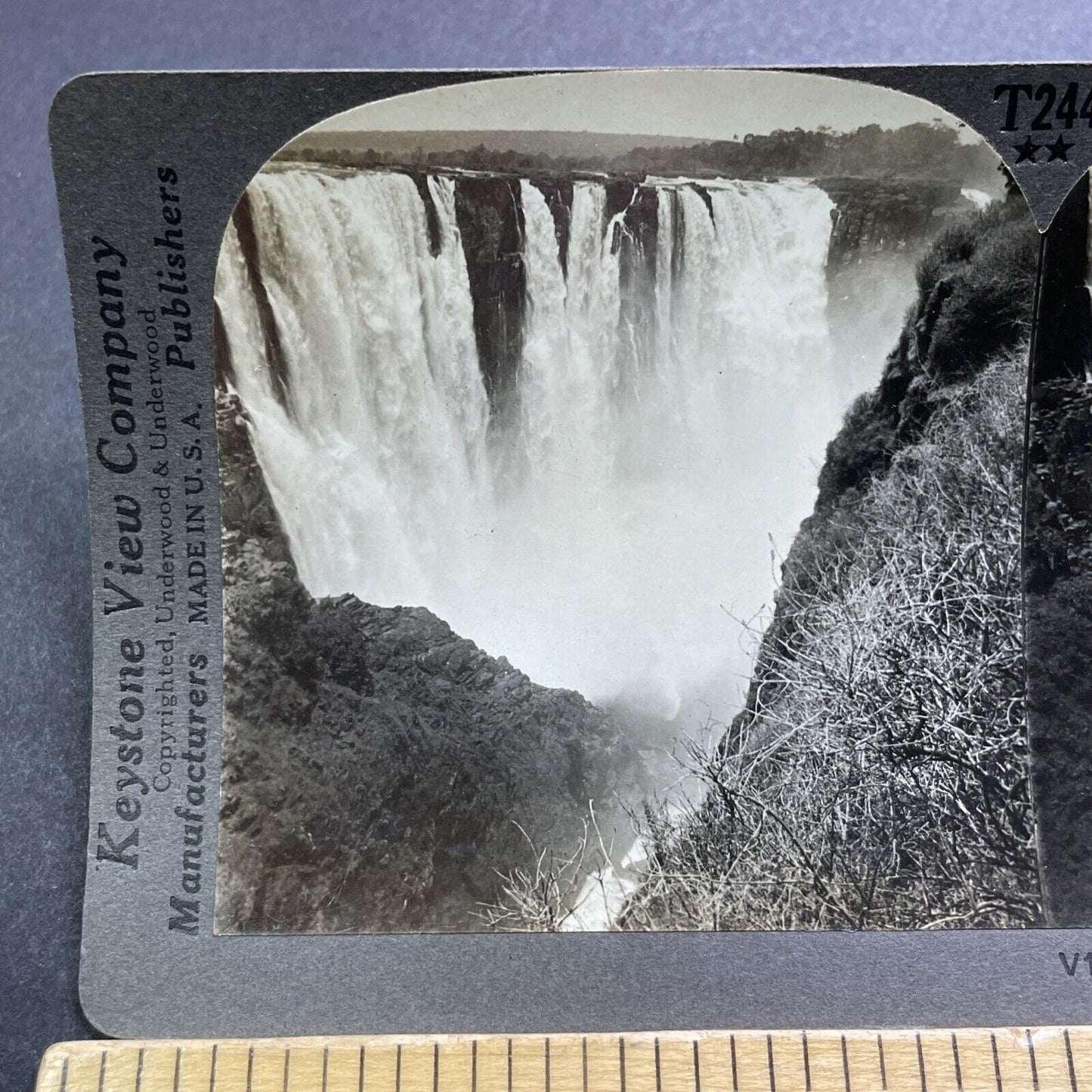 Antique 1910s Victoria Falls Zimbabwe Africa Stereoview Photo Card V2890