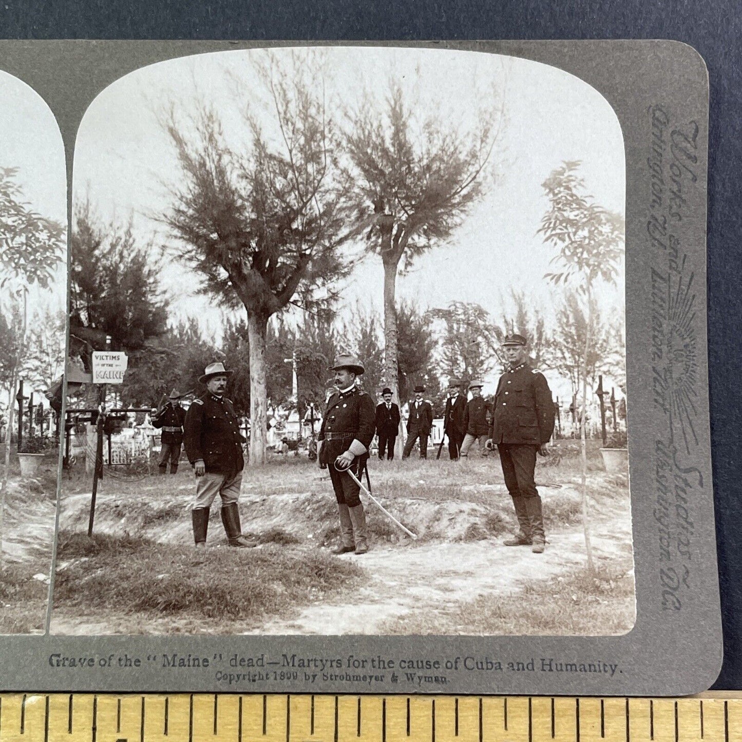 Mass Grave For USS Maine Shipwreck Sailors Dead Stereoview Antique c1899 X2497